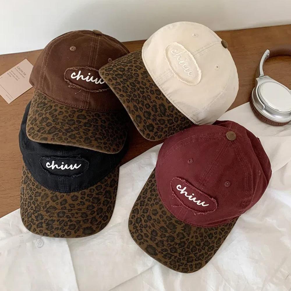 Leopard Print Duck Tongue Cap Color Splicing Rebound Caps Fashion Sun Hat  for Women Girls