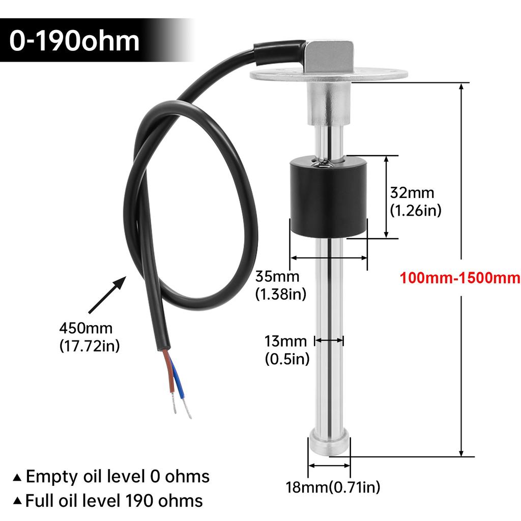 7 Color Backlight 52mm Water Level Gauge + Water Level Sensor 0~190 Ohm Water Level Indicator Meter Fit For Car Boat Marine