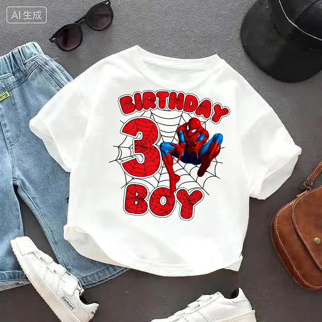 2026 Summer Tshirt 19 Birthday Digital Style Childrens Boys and Girls Fashion Short Sleeve Party Tshirt As A Gift Top