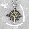 Collana Bussola Vichinga Colore Oro Vintage Uomo Acciaio Inossidabile Antico Rune Norrene Ciondolo Amuleto Vegvisir Uomo Regali Gioielli