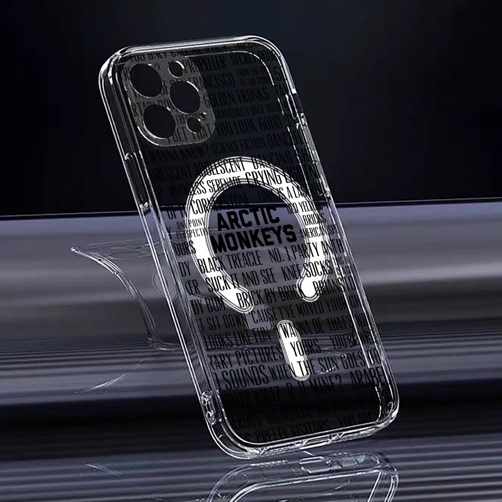 Rock Arctic M-Monkeys Phone Case For iPhone 17 16 15 14 13 12 Pro Max Plus With Magnetic Crystal Clear Case Wireless Charge