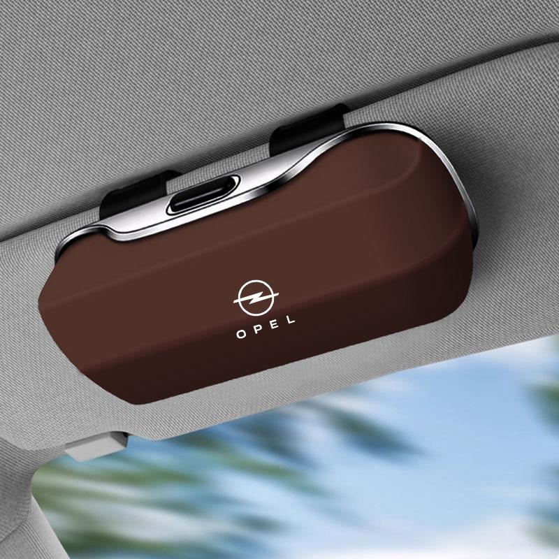 For Opel Car Sunglasses Holder, ABS Visor Glasses Case Clip Carbon Fiber Texture Car Sun Visor Glasses Box Storage
