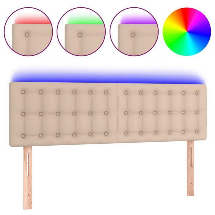 VidaXL Tête de Lit à LED Meuble de Chambre à Coucher Accessoire de Lit Double Tête de Cadre de Lit Intérieur Cappuccino 3121707