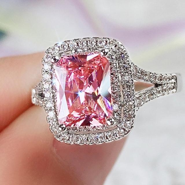 

Изысканные блестящие розовые хрустальные кольца для женщин, роскошные модные аксессуары для вечеринки, великолепный женский высококачественный подарок на годовщину 8