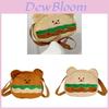 Soft Velvet Hamburger Bear Crossbody Bag With Embroidery For Daily Use