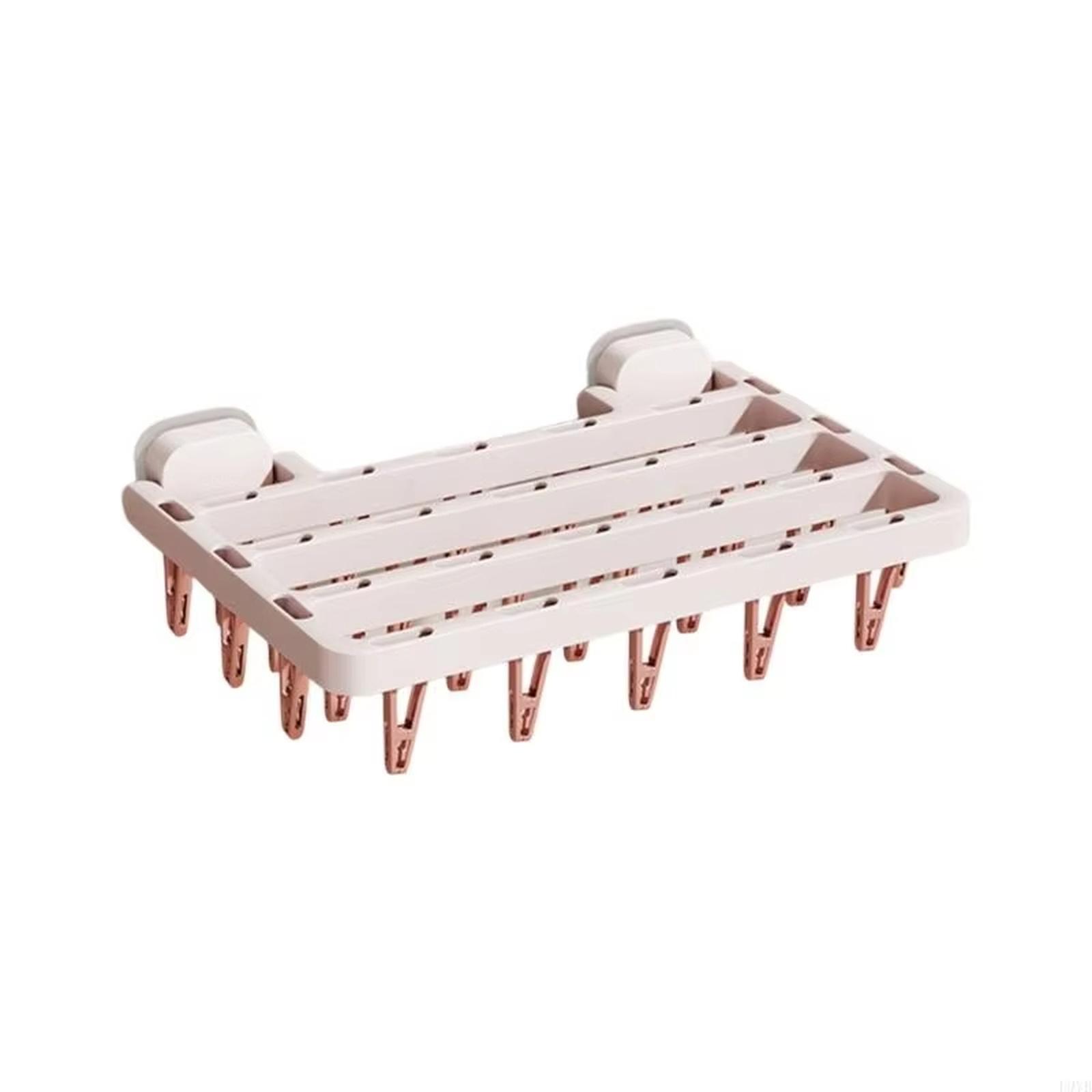 

Foldable Hidden Underwear Drying Rack, Multi Clip Traceless Socks Clothes Hanger one size розовый