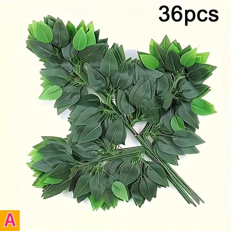 

36pcs Realistic Fake Tree Branches and Leaves Heavy-Duty Plastic Greenery with Lush Dark Green Foliage Indoor/Outdoor Decoration