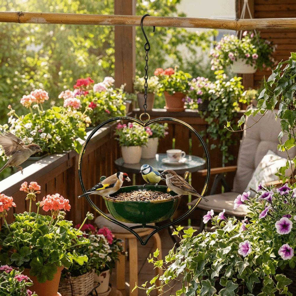 Heart Shape Hanging Bird Feeder Handcrafted Hummingbird Feeder Outdoor Bird Bath  Garden Decoration