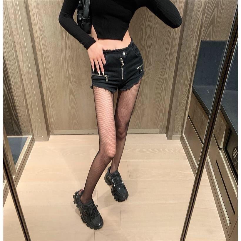 

Mu Ruan black fishnet stockings, trendy thin fishnet stockings for women, black jk Lace summer autumn winter stockings OPP Bagged