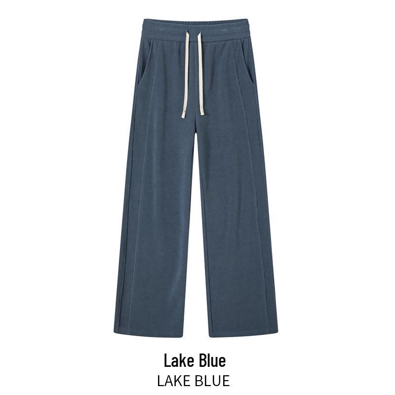 2026 Spring Women s Lulu Style Wide-Leg & Narrow Straight-Leg High-Waisted Drape Pants L озеро синий