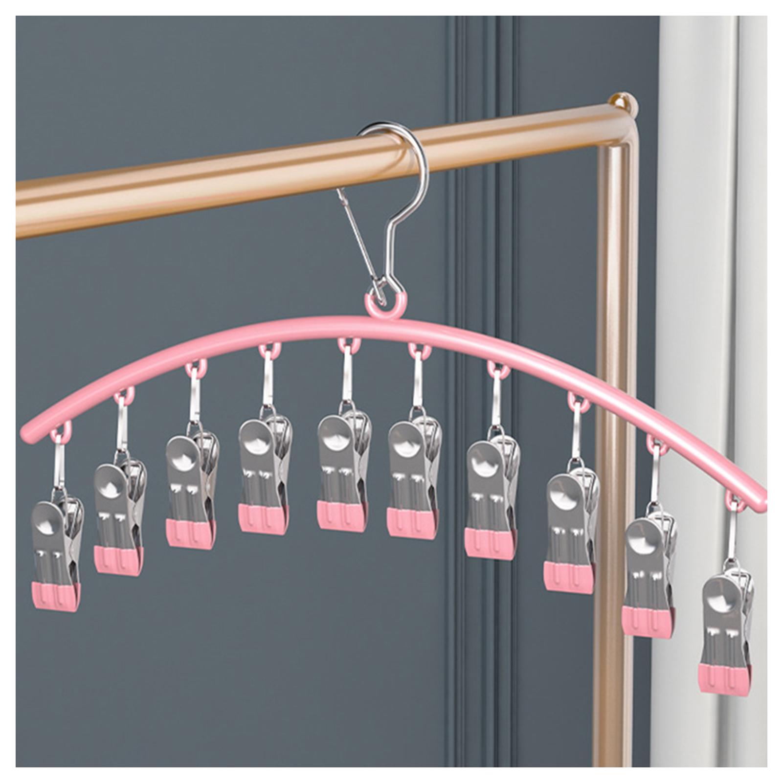 

Stainless Steel Laundry Drying Rack Windproof Dryer Rack For Drying Socks Baby Clothes рожевий