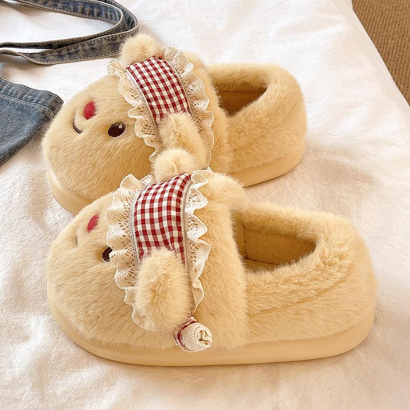 Bär Baumwollpantoffeln Damen Herbst und Winter neu Indoor Zuhause Dicke Sohle Plüsch Warm Niedlich Cartoon Baumwolle Mop