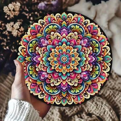 Round Metal Sign Mandala Boho 8x8 Wall Art Decor for Living Room