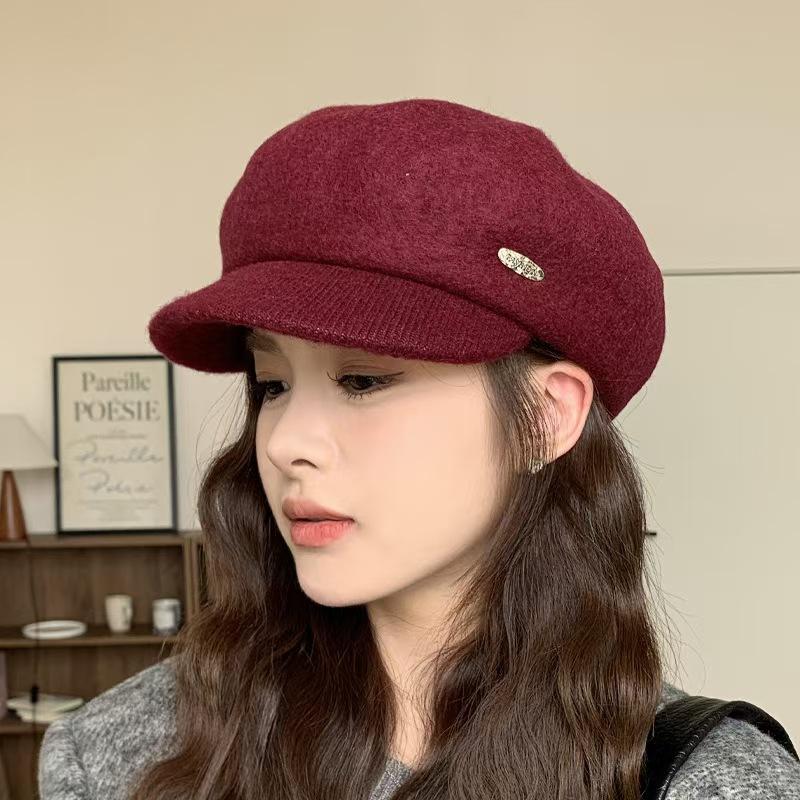 

Woolen duck tongue beret children autumn and winter star anise newsboy hat wool warm painter hat 55-59CM