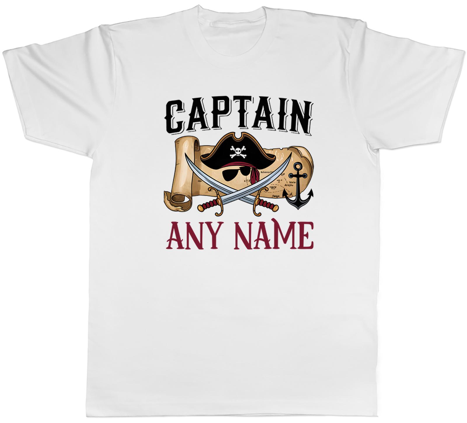 Personalised Captain Any Name Pirate Hat Patch Unisexs TShirt Tee Gift Top S