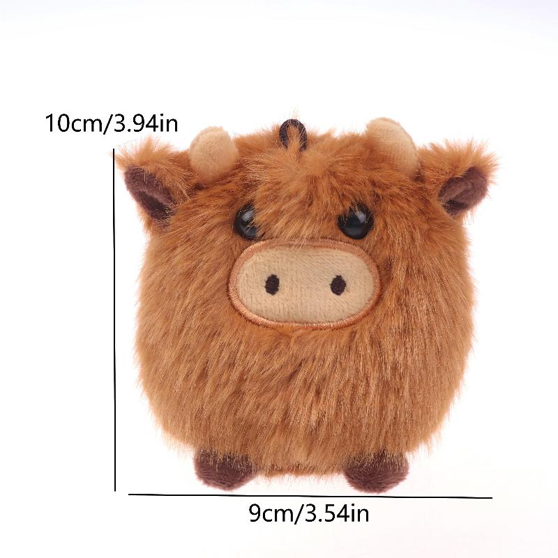 Simulated Scottish Highland Cow Plush Toy Keychain Cute Stuffed Animal Ornaments Kawaii Soft Plush Doll Pendant Bag Charm Gifts