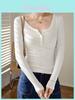 T Shirt Women Long Sleeve Slim Fit Pure Cotton Ribbed Fabric For Autumn Winter Style