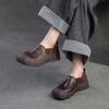 Spring New Genuine Leather Ugly Chic Platform Loafers Women Round Toe Slip On Casual Shoes Comfortable Thick Sole Flats