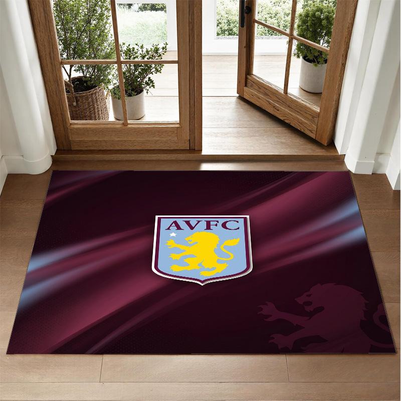 Aston Villa Football Design Crystal Velvet Rug Soft Decorative Mat for Bedroom Entrance