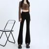Women's Light Wash High-Waist American-Style Flared Jeans, Slim Fit, Elastic, Small Size, Washed Blue Horseshoe Design