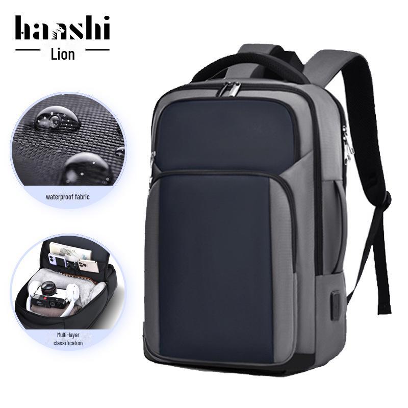 Spacious Laptop Backpack with USB Charging Port - Unisex, Splash-Proof for Business and Casual Commutes