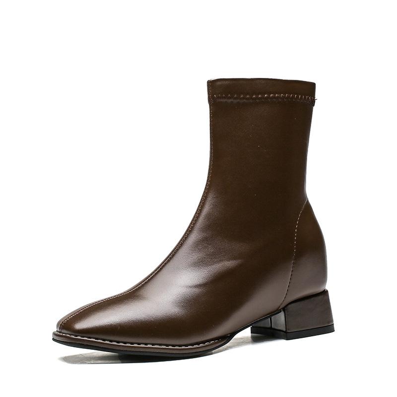 Winter Woman Warm Ankle Boots Fashion Square Toe Ladies Elegant Square Low Heel Short Boots Shoes Women's Luxury Chelsea Boots