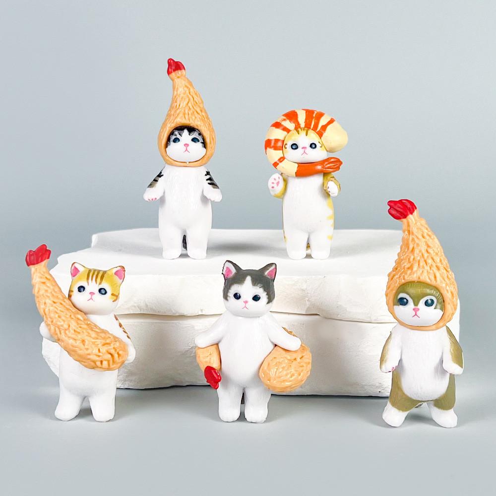 Mofusand Cute Cat Fried Shrimp Seafood Series Model Set Desktop Ornament For Fans And Collectors Shrimp Set