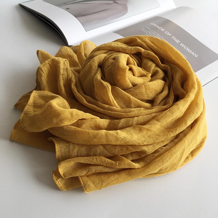 Spring And Autumn Turmeric Versatile Literary And Art Solid Color Scarf Dual-Purpose Long Shawl Travel Shade Sunscreen Silk Scarf Female Summer