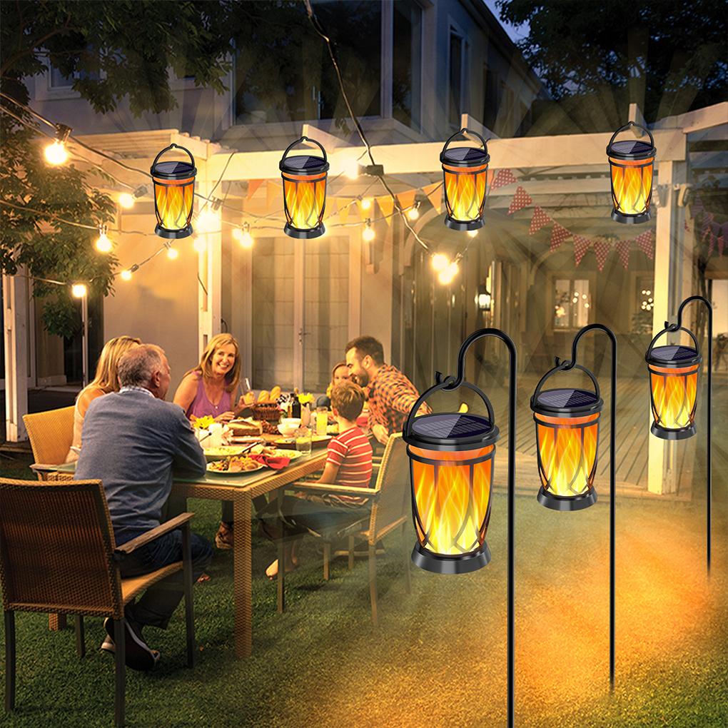 Outdoor Solar Powered LED Lamp Flickering Flame Landscape Lamps IP65 Waterproof Hanging Camping Light for Courtyard Garden Decor