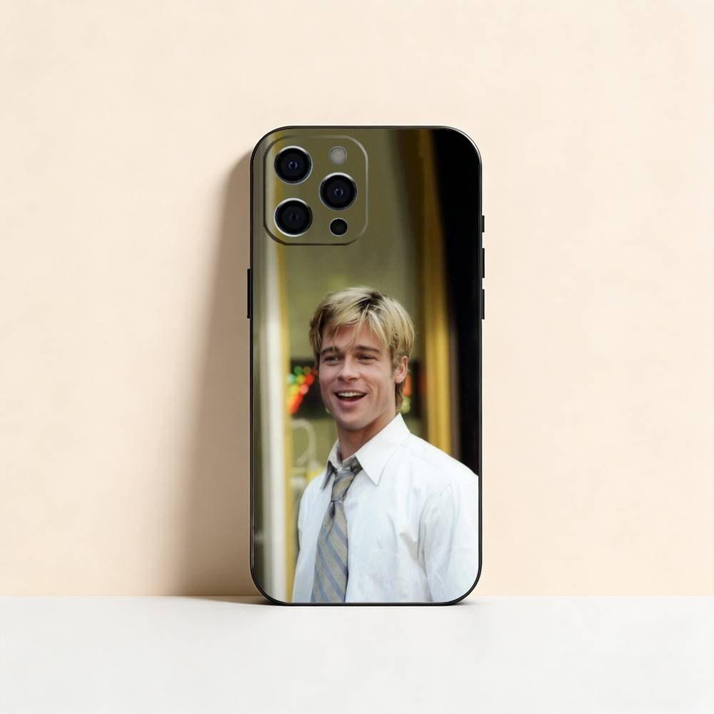 Brad Pitt Phone Case For iPhone 17,16,15,14,13,12,11 Plus,Pro Max,XS,Soft Silicone Black Cover iPhone12PROMAX