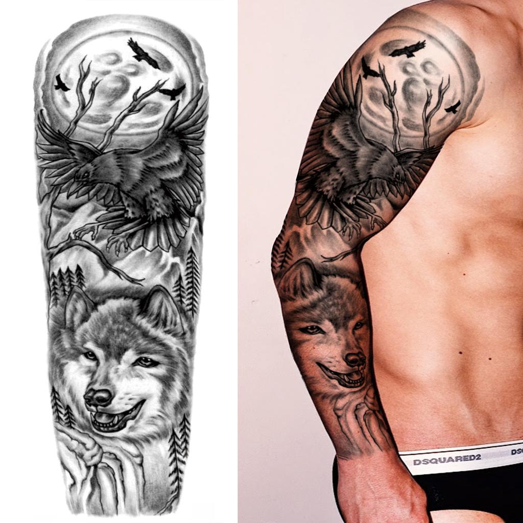1 Blatt Stammestotem Vollarm Temporäre Tattoos Für Frauen Männer Fake Ärmel Maori Tattoo Aufkleber Körperkunst Zeichnung Oberschenkel Bein Groß