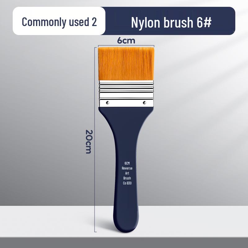 Flat Nylon Paintbrush for Oil, Acrylic, Gouache, Watercolor - Beginner Painting Tool
