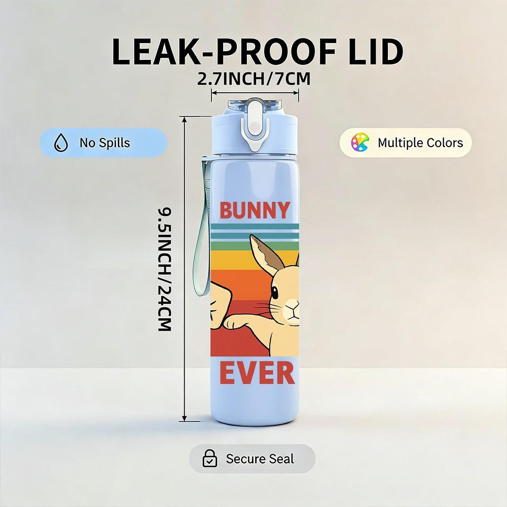 1PC Best Bunny Mom Art 750ml Color Plastic Sports Water Bottle Leakproof Flip Straw Lid Suitable for Sports Office Home Use