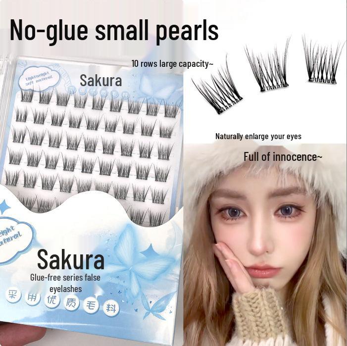 Ying Lier Natural Cluster Fox-Eye Eyelashes - Beginner-Friendly and Glue-Free