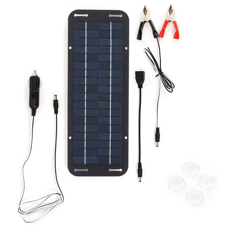 Set 30W Solar Panel 12V Trickle Charger Battery Charger Kit With Double-Headed Clip And USB Female Cable Maintainer Boat Car RV