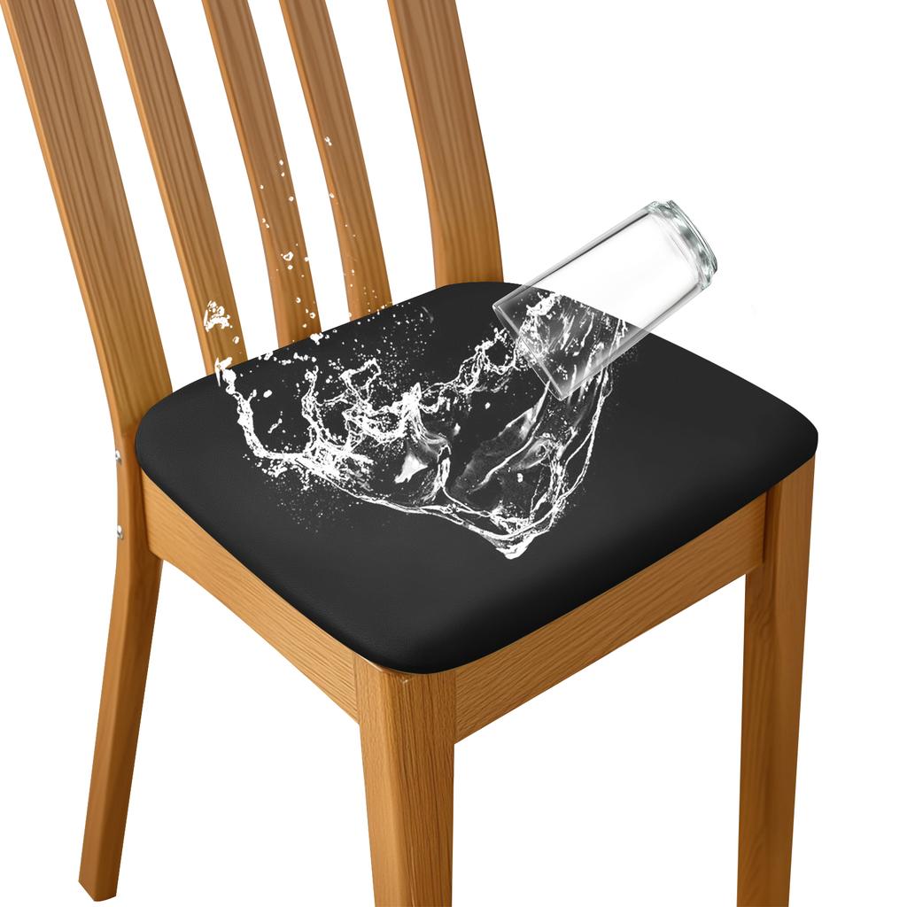4/8 Buc Huse de Scaun Impermeabile din Piele PU pentru Sala de Mese Huse Elasticizate pentru Pernele Scaunelor de Dining Huse Protectoare pentru Scaune de Bucătărie