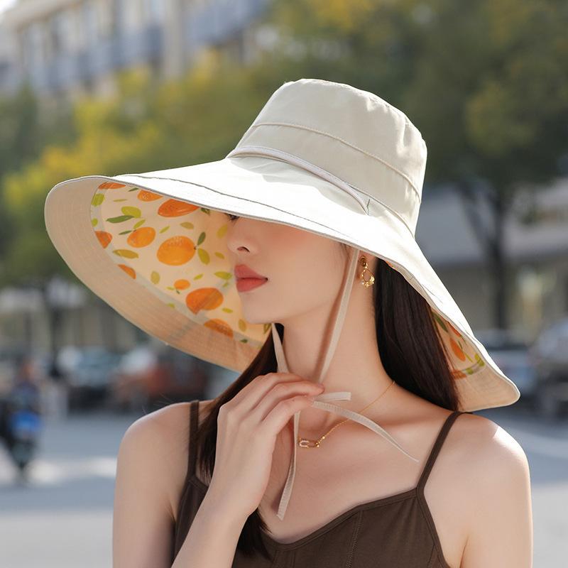 Hat women's summer new outdoor bucket hat sunscreen sunshade sun hat women's striped fashion sun hat
