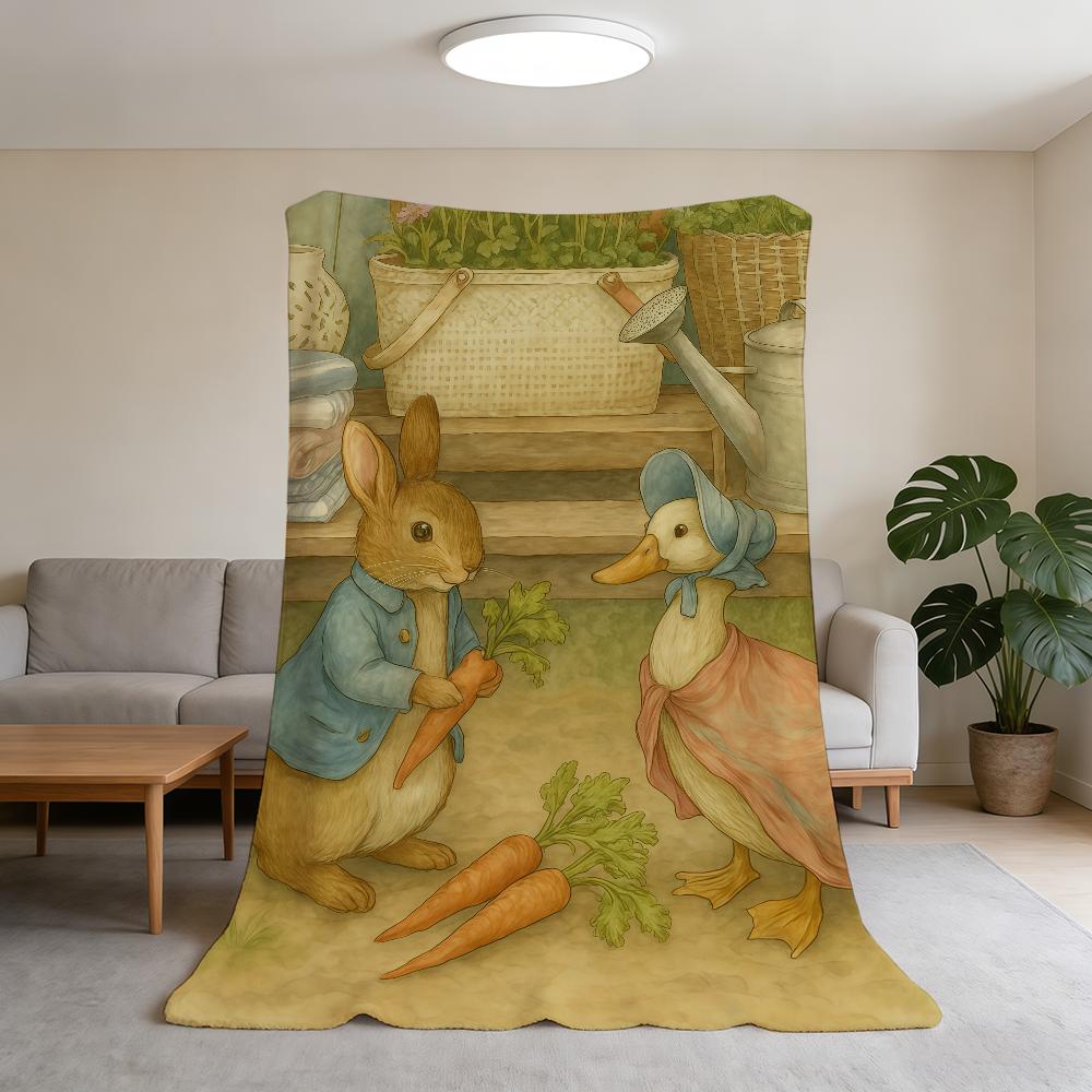 

R-Rabbit-ES P-Peter Blanket Super Warm Comfortable Cute Plush Cartoon Throw Blanket Child Home Sofa Bedroom Gift 75x90cm