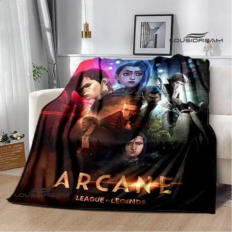 Arcano: Coperte con stampa di cartoni animati di League of Legends per tenersi al caldo, morbide e confortevoli, per casa, viaggio, letto, regalo di compleanno