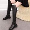 2025 autumn and winter new knee boots flat boots knight boots velvet high boots large size side zipper thick heel women's boots
