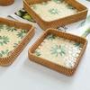 Colorful Shell Rattan Woven Tray Creative Handmade Fruit Plate Jewelry Storage Tray Home Counter Decoration
