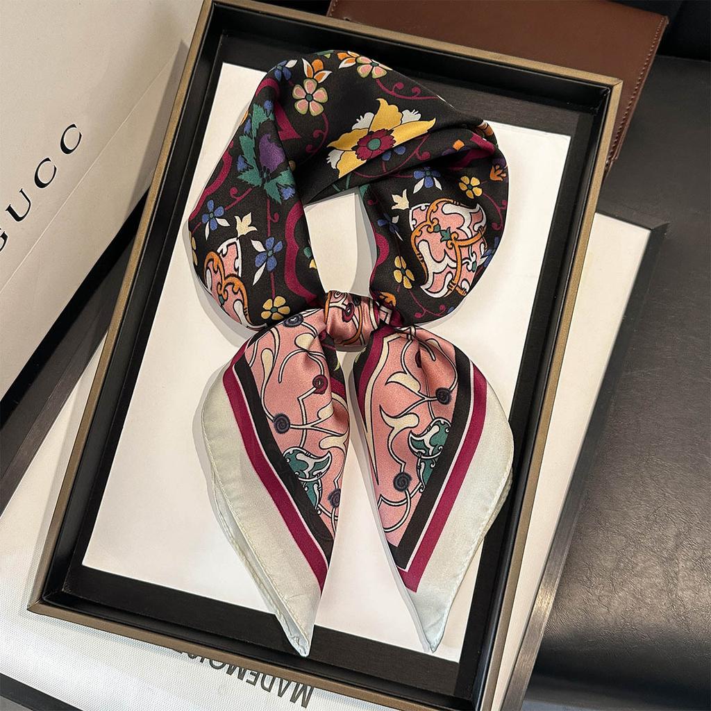 Luxury Square Scarf For Women Fashion Ladies Hijab Elegant Neckerchief Bandanas Soft Stain Faux Silk Scarves Shawl