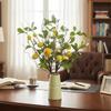 Plastic Lemon and Silk Daisy Arrangement with Iron Stem for Stable Upright Display in Vase or As Standing Decor Element