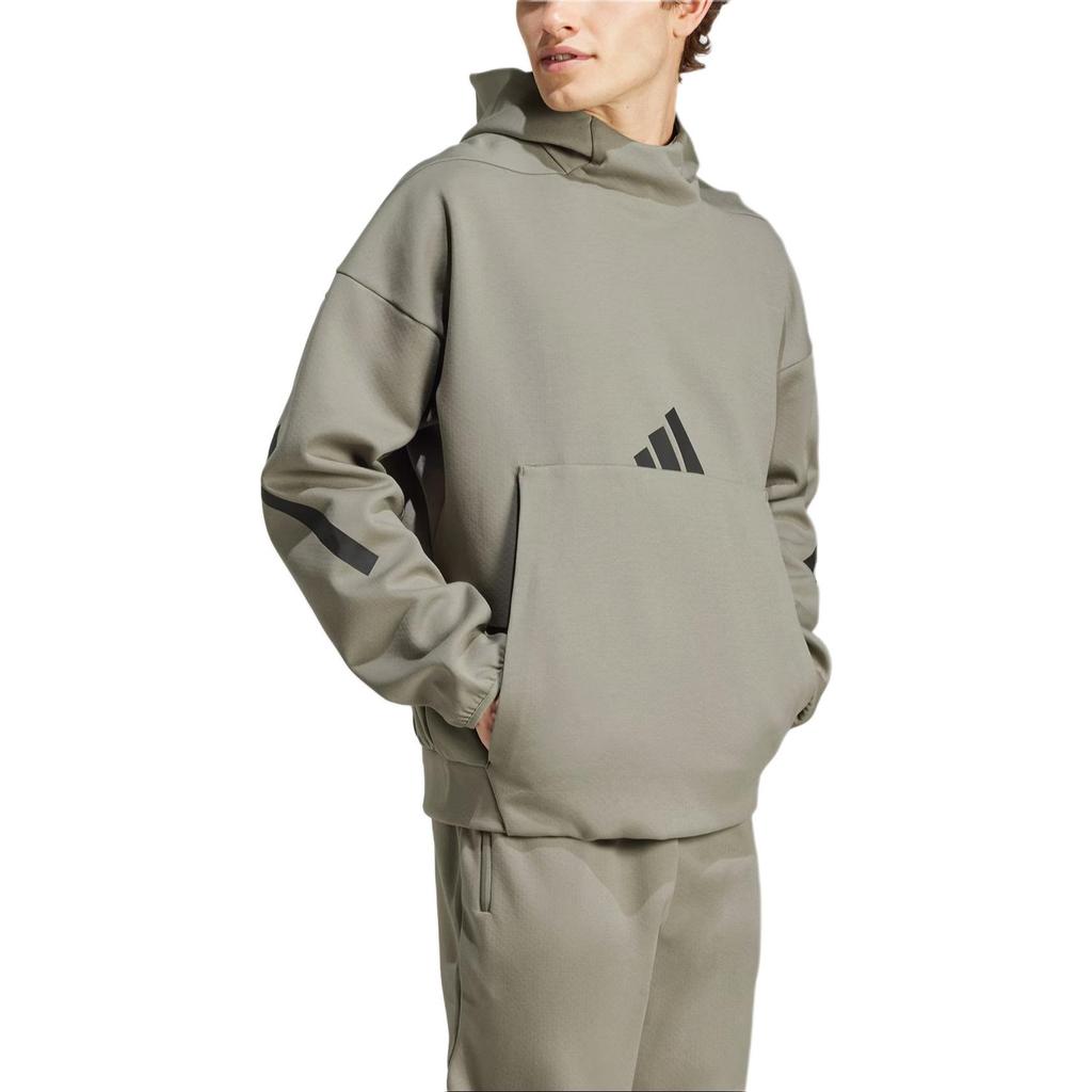 Adidas Zne Mikina Logo Značky Oboustranná Pletená Pohodlná Tréninková Mikina s Kapucí Pánské mikiny Hnědá JE3071