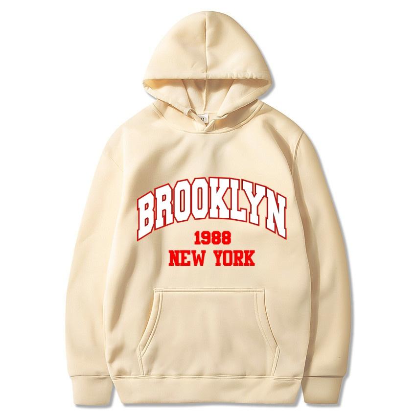 Autumn Winter Brooklyn1988 New York Printed Solid Color Hoodie Classic Coat Daily Casual Hoodie Street Sweatshirt Gift