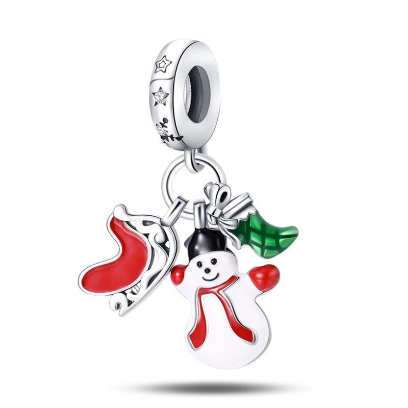 Christmas DIY Beaded Bracelet Kit with Snowman and Christmas Tree Charms for Handmade Jewelry Making