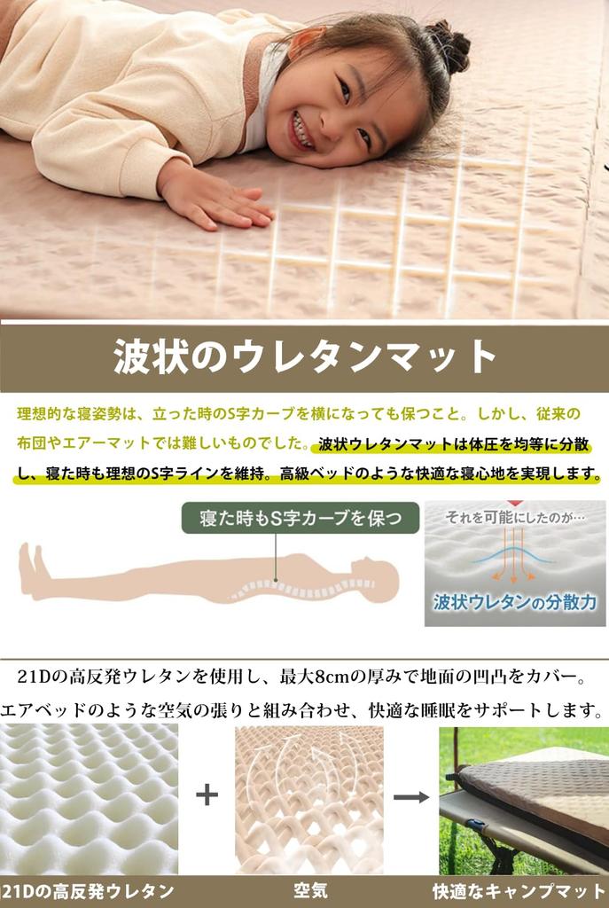 Sleeping 8cm Inflatable Air for Car and Sleeping In the Easy Includes Storage and Japanese Instructions Self-Inflating Pad, Mattress, Self-Inflating