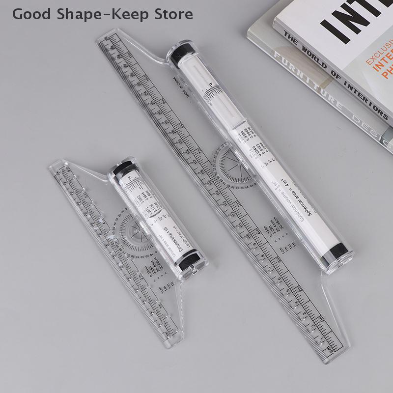 Multi-Function Angles Line Ruler 15cm/30cm Clear Metric Rolling Ruler for Drawing Parallel Lines