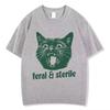 Feral and Sterile Funny Cat Meme Tees Humor Quote Novelty Tshirts Unisex Women Fashion Oversized Cotton Casual Harajuku Tshirts