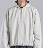 Button Seoul Glossy Texture Two-Way Banded Ribbed Hooded Blouson (White)